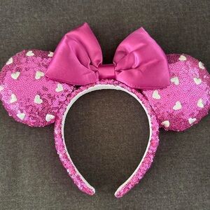 Pink Sequin Mouse Ear Headband with Bow